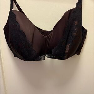 Cacique Boost Plunge Dark Brown with Lace Trim Push-Up Bra Size 44 H Underwire
